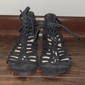 BAMBOO Black Lace Up Sandals size 9